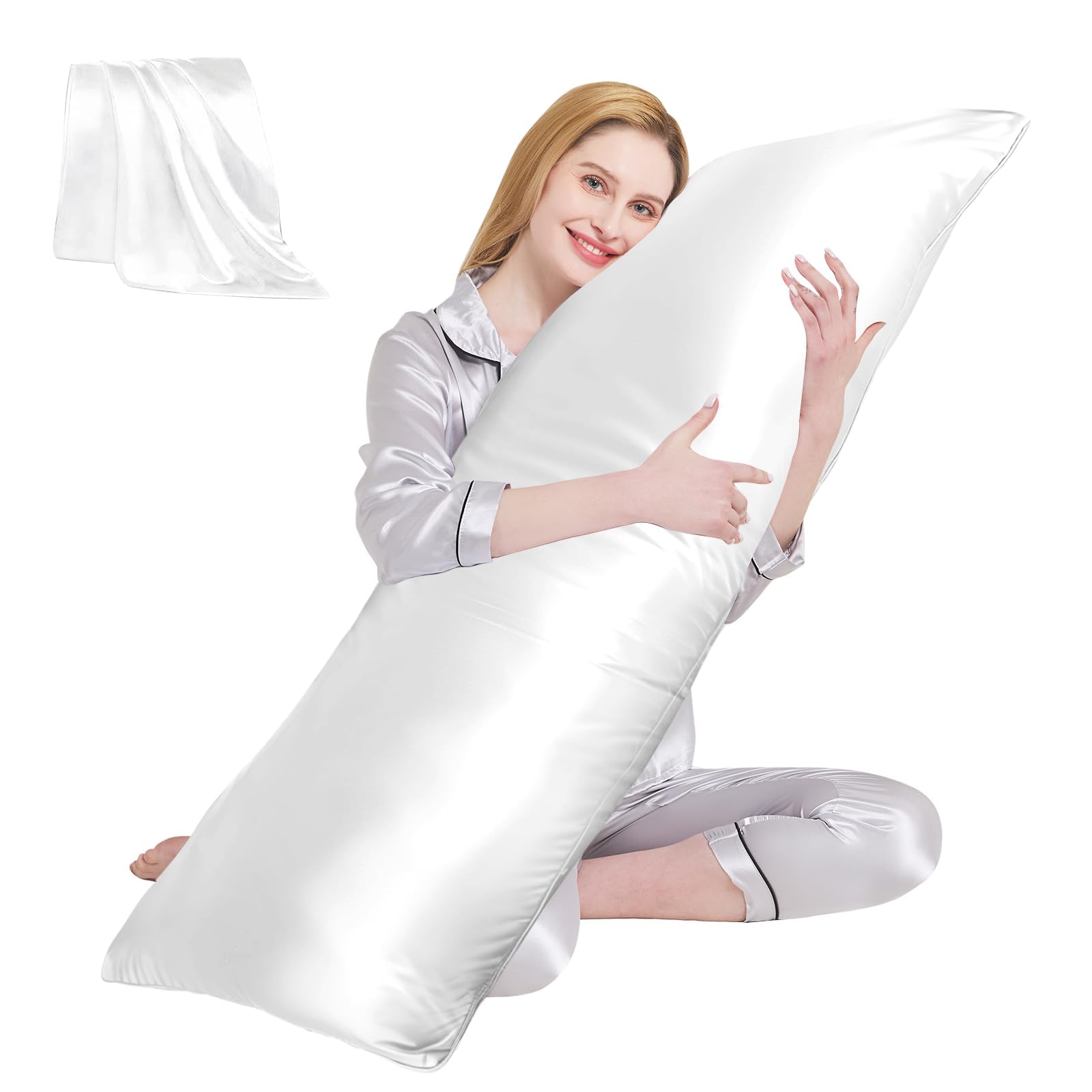 Amazon.co.jp: YUGYVOB ボディピロー 大人用 サテンストライプ フル  