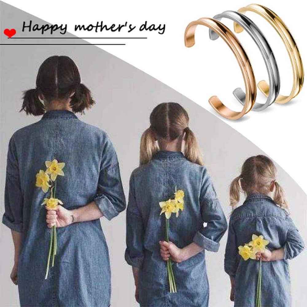 Zuo Bao Stainless Steel Bracelet Grooved Cuff Bangle for Women - Image 3