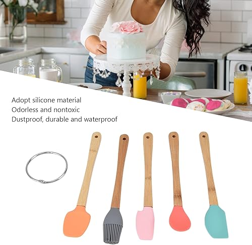 Miniatura 4 de Mejora tu horneado con el juego de 5 herramientas para hornear, no tóxico, duradero e impermeable, herramientas de cocina con mango de bambú para