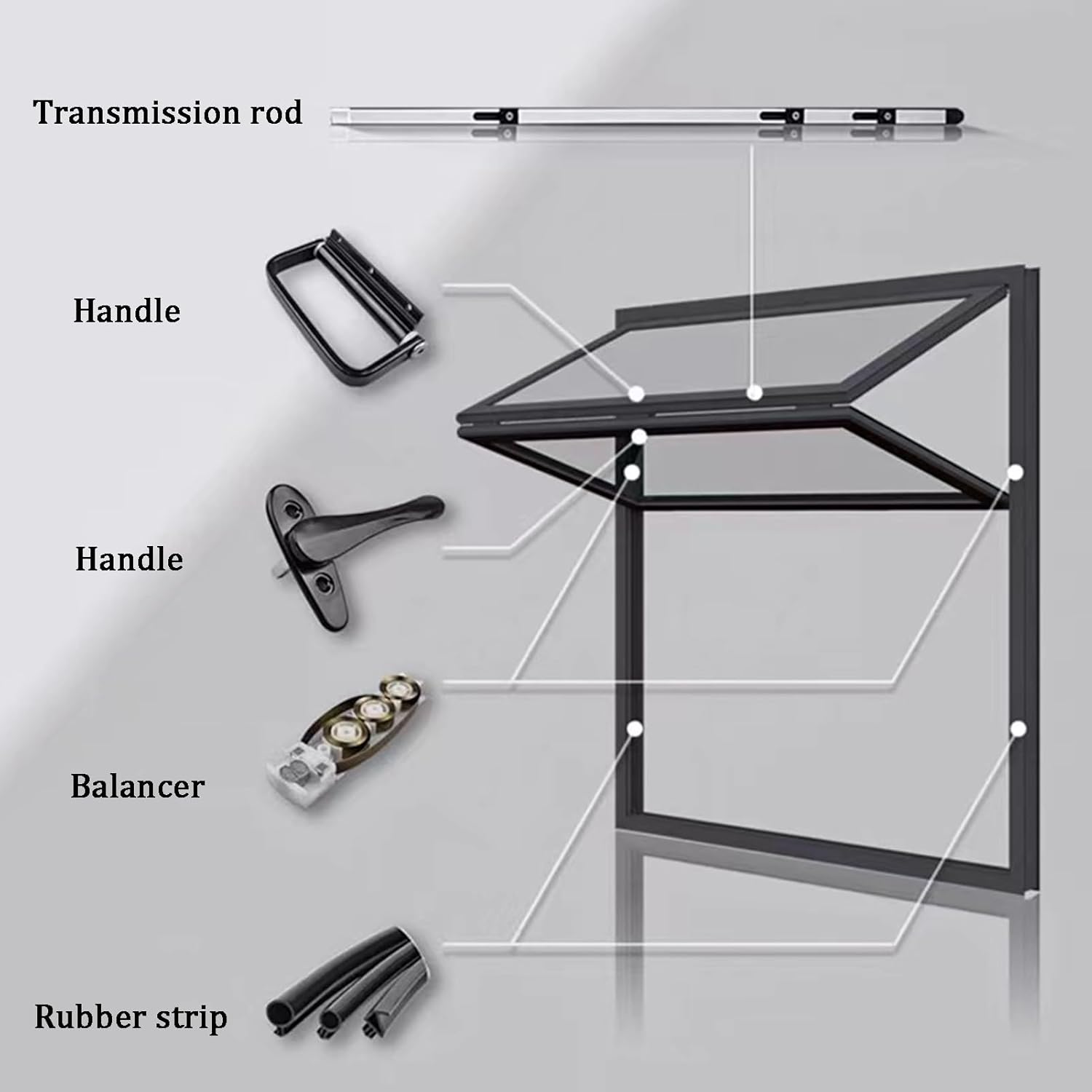 Aluminum Alloy Food Truck Service, Coffee Shop Concession Stand Window with 5mm Tempered Glass, Upper Lower Folding Window with Locking Handle
