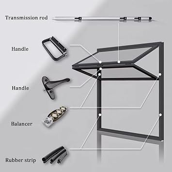 Aluminum Alloy Food Truck Service, Coffee Shop Concession Stand Window with 5mm Tempered Glass, Upper Lower Folding Window with Locking Handle