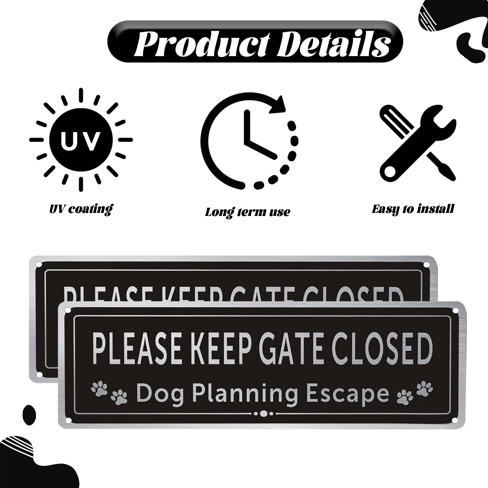 2 Pcs Please Close The Gate Sign,Beware of The Dogs Sign Outdoor Gate,Guard Dogs Warning Sign,Weather/Fade Resistant - Image 3