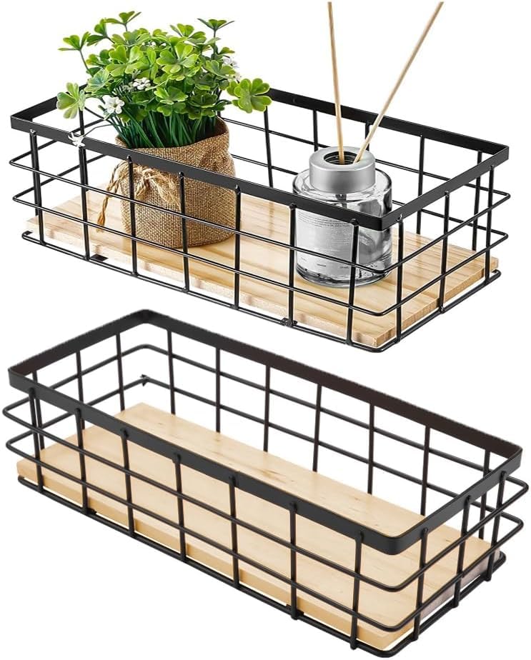 Callstick Lot de 2 paniers de Rangement en métal avec Base, paniers décoratifs pour Le Rangement à la Maison, Panier métallique pour Organiser la Petite Vaisselle