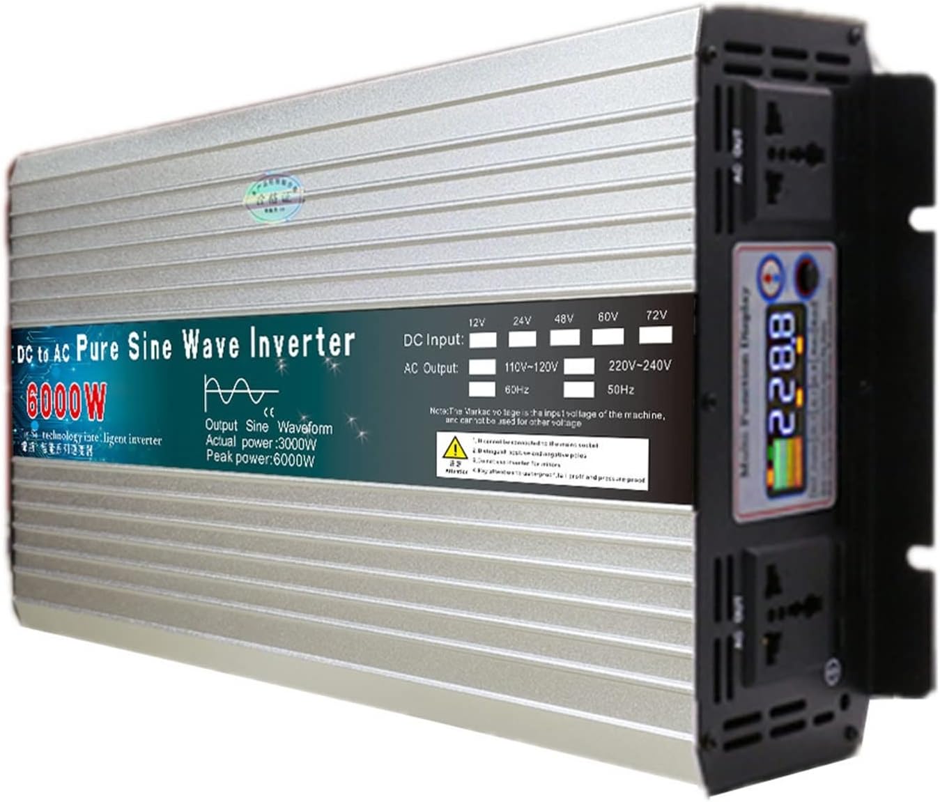 Pure Sine Wave Inverter 12V/24V/48V/60V to 110V 220V 6000W 8000W Voltage Transformer Converter Pure Sine Wave Power Solar(60V 6000W,220V 230V 50HZ)