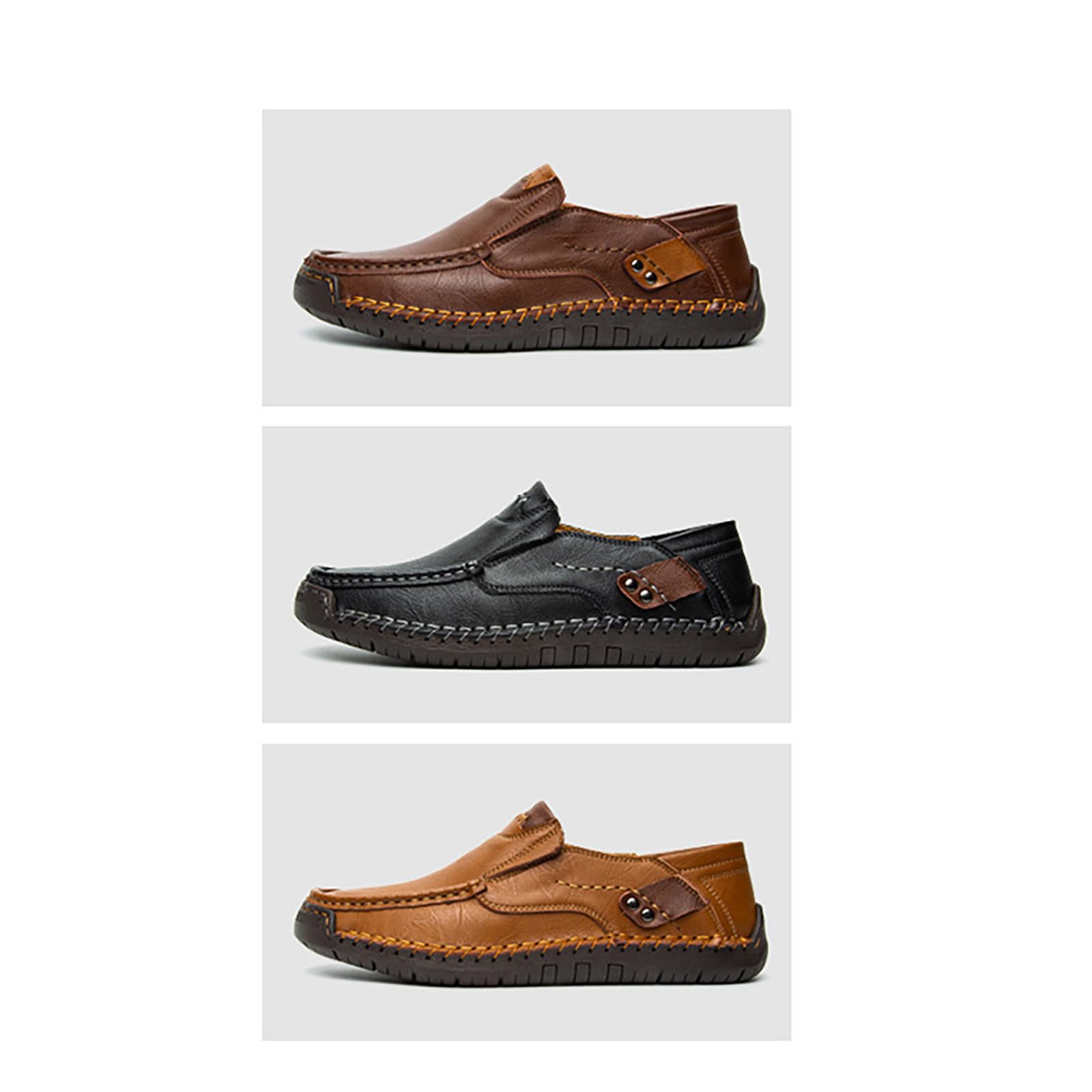 Mocassins en cuir pour homme - Chaussures basses à enfiler - Baskets d'été légères et confortables - Respirantes - Chaussures habillées décontractées à semelle souple