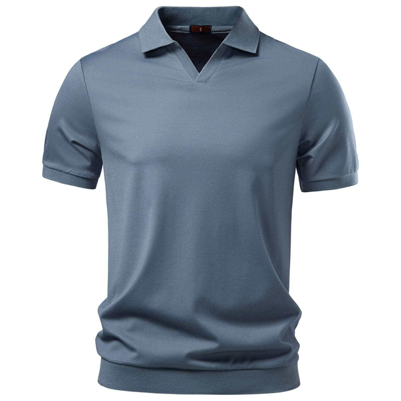 Polo Hombre Polo Sedoso Respirable for los Hombres Camisas Casuales Frescas amistosas de la Piel del Color sólido Masculino para el Verano