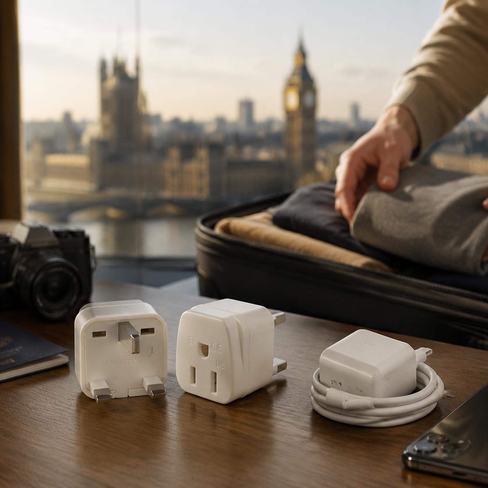 Lot de 2 adaptateurs de voyage de type G, adaptateur de voyage britannique, adaptateur secteur britannique, adaptateur de prise de courant