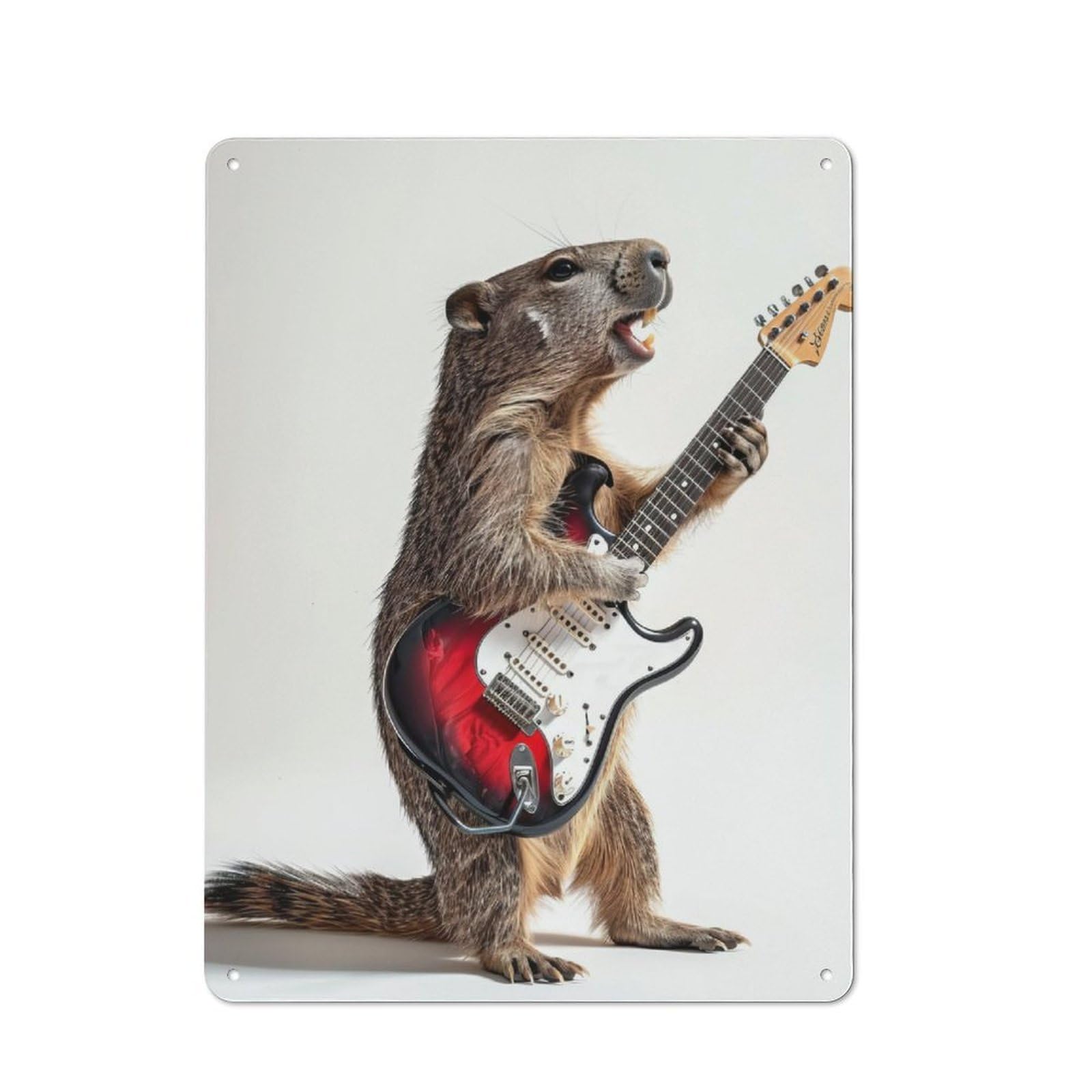 Junmoney Groundhog Guitar 40X30cm Retro Metal Sign With For Man Cave Or Games Room, Tin Sign Wall Decor For Games Rooms And Man Caves