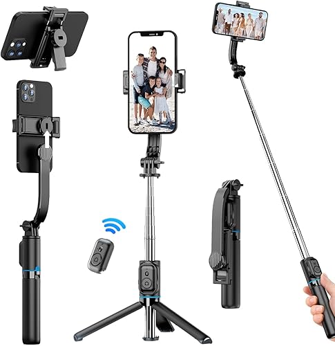 Trípode para teléfono Selfie Stick - Trípode extensible para selfie stick con control remoto y soporte de teléfono desmontable para iPhone 14 13 12