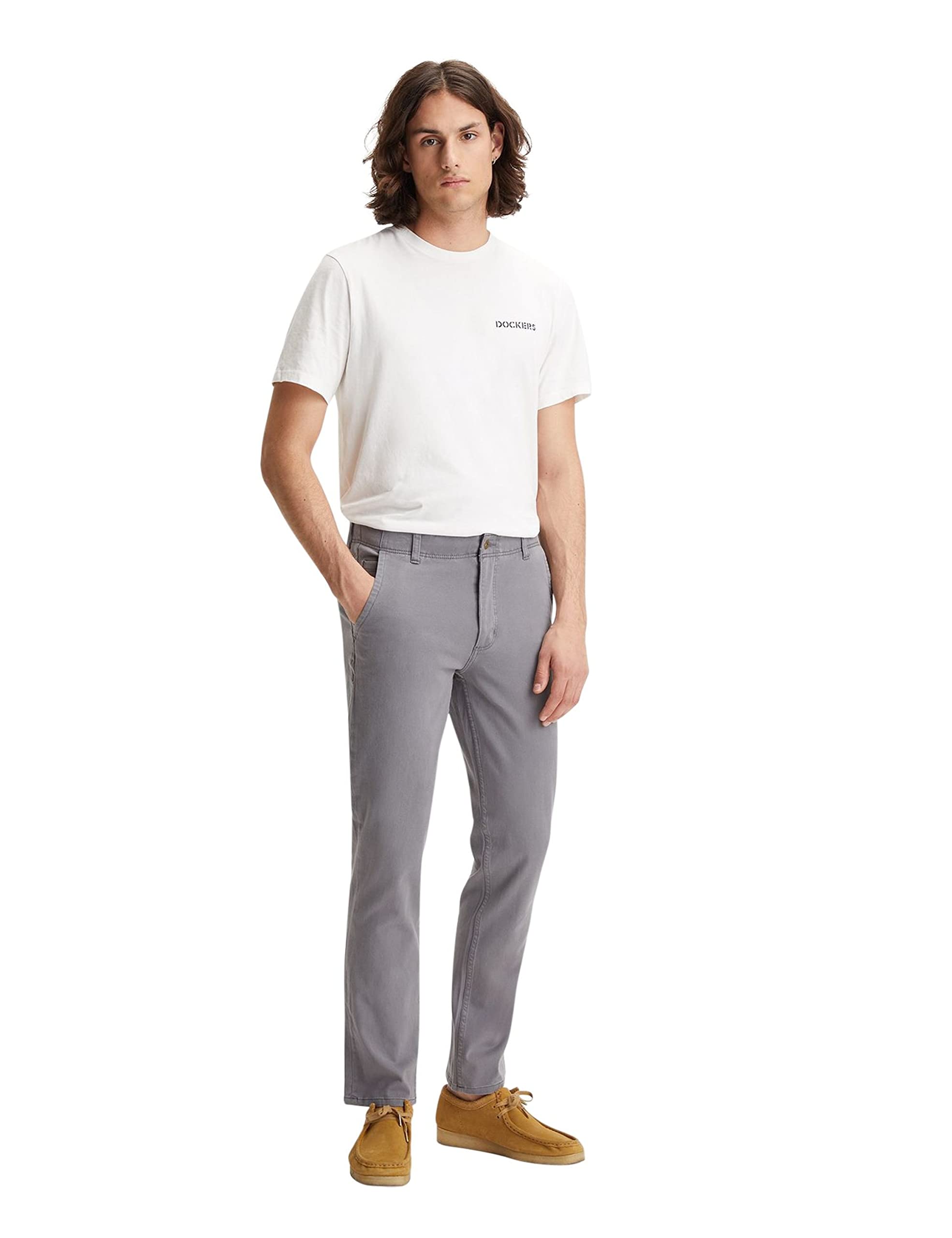 Dockers Men's Smart 360 Flex Alpha Slim Pants, Burma Grey, 38W / 34L