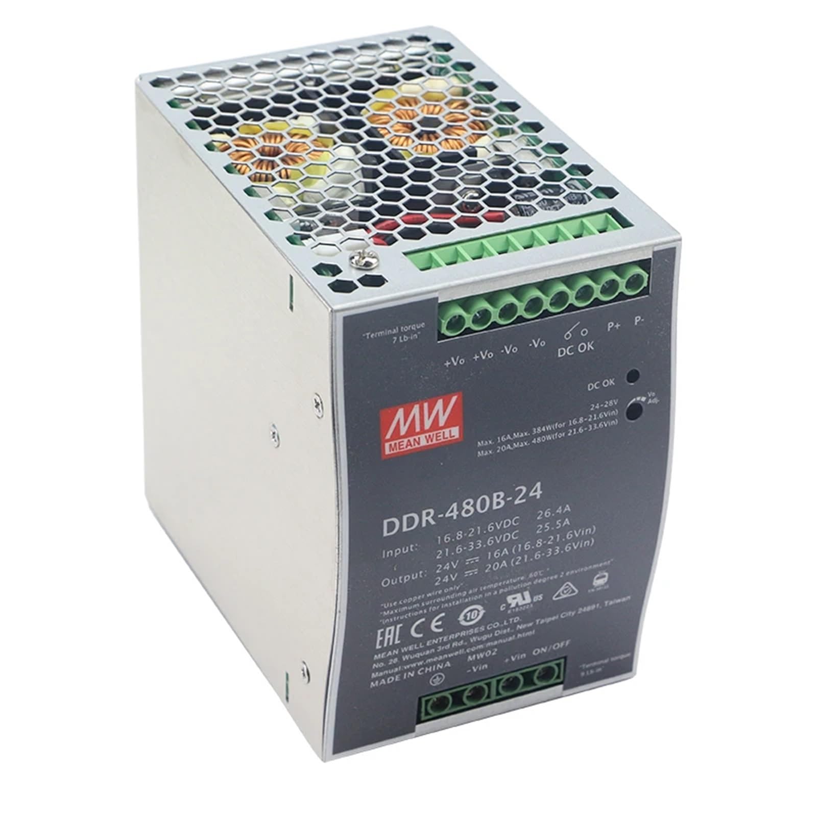 Convertisseur CC-CC sur Rail DIN 1PCS DDR-480B/C/D Series DC12V 24V 48V240W for système de contrôle Industriel réseau sans Fil(DDR-480B-12)