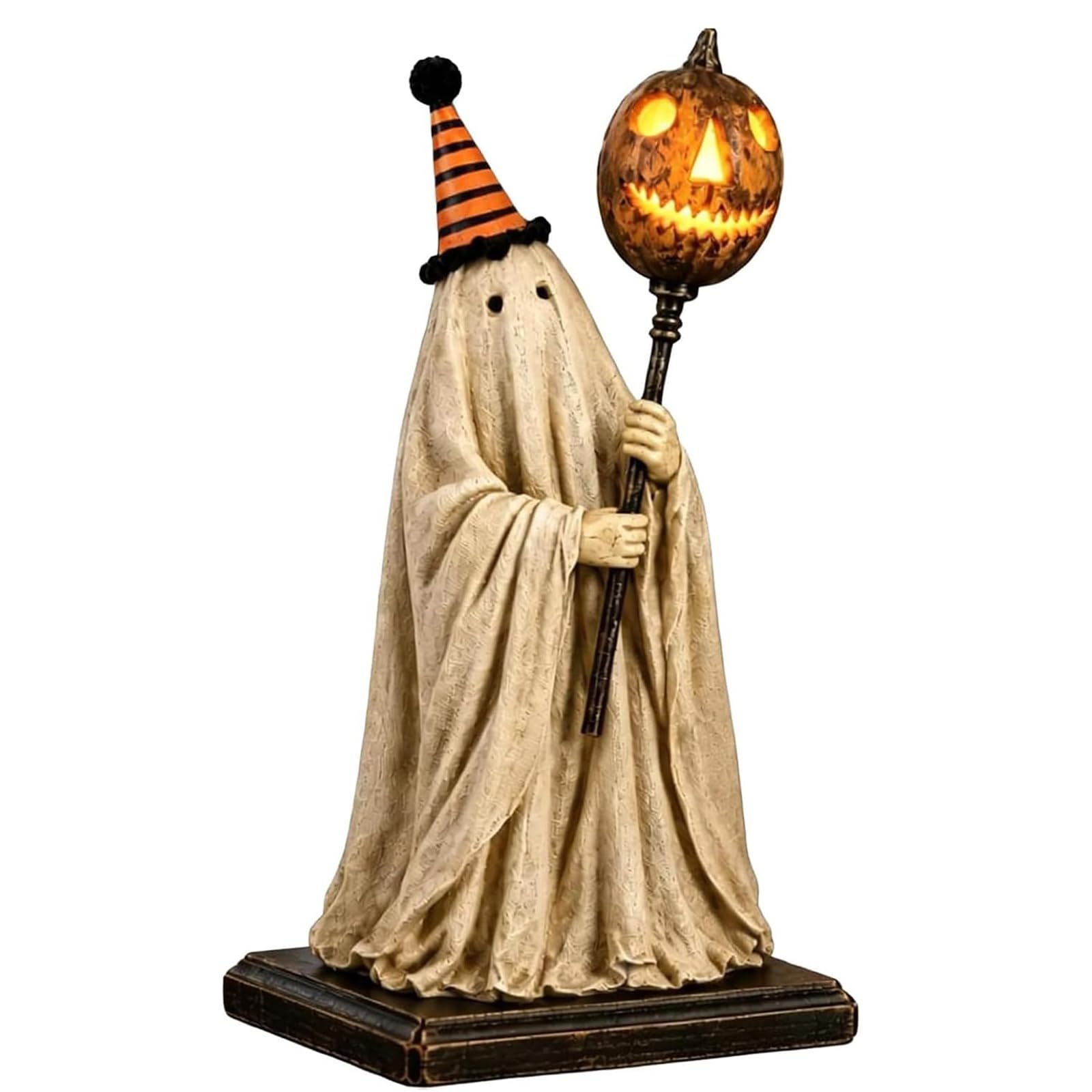 Jolie décoration d'halloween : figurine fantôme vintage et citrouille LED
