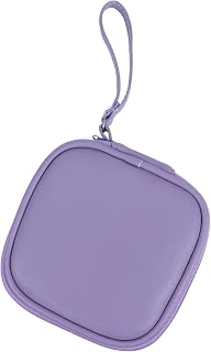 Purple PU Earphone Storage Bag with Smooth Zipper, Shockproof Portable