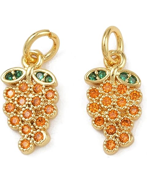 LiQunSweet Mixed Styles Religious Fruit Leaf Theme Brass Cubic Zirconia Charms for DIY Jewelry Bracelet Necklace Earring Craft Bag Decor