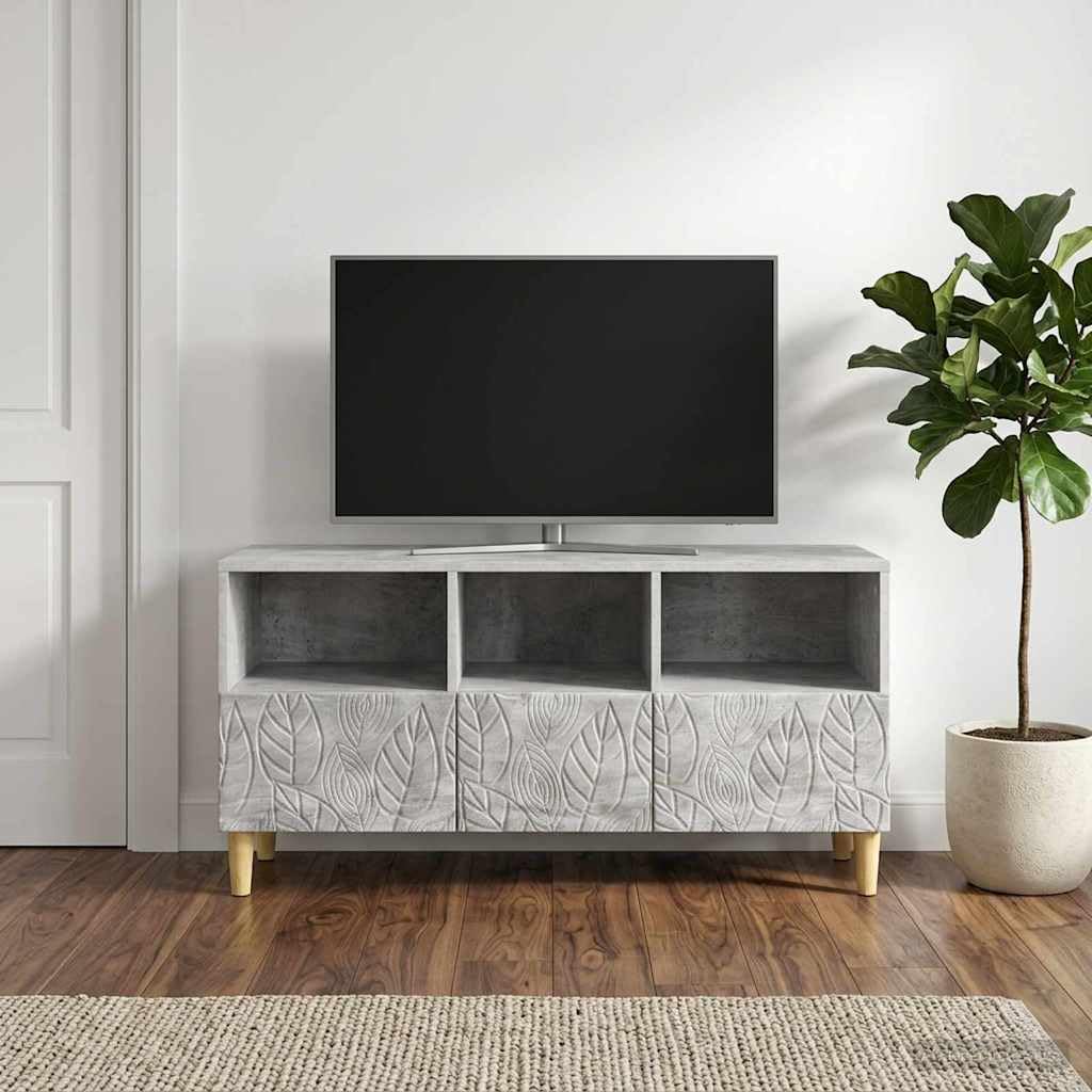 Générique Mobile TV 102 x 34,5 x 50 cm, grigio cemento legno di ingegneria | Conservazione multimediale, Console giochi soggiorno, Piedi eucalipto massiccio, Manutenzione panno umido