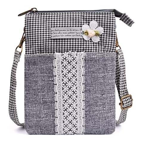 LassZone Small Crossbody Canvas Phone Bag Cover