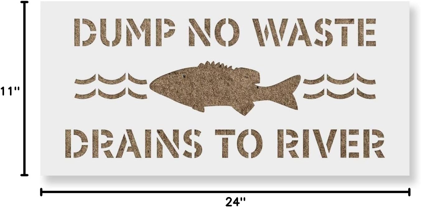 No Dumping Drains to River Stencil - Accurate Industrial Floor Markings with Specialized Stencils, Cool Stencils