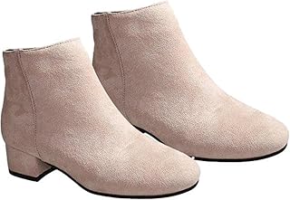 [1/2style] サイドファスナーショートブーツ アーモンドトゥ 美脚ブーティ 低めヒール レディース