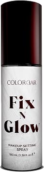 Colorbar Fix N Glow Spray - Makeup Setting Spray - Ultra Fine Mist Locks Makeup - Weightless Hydration and Pore-Blurring Finish - 3.4 oz
