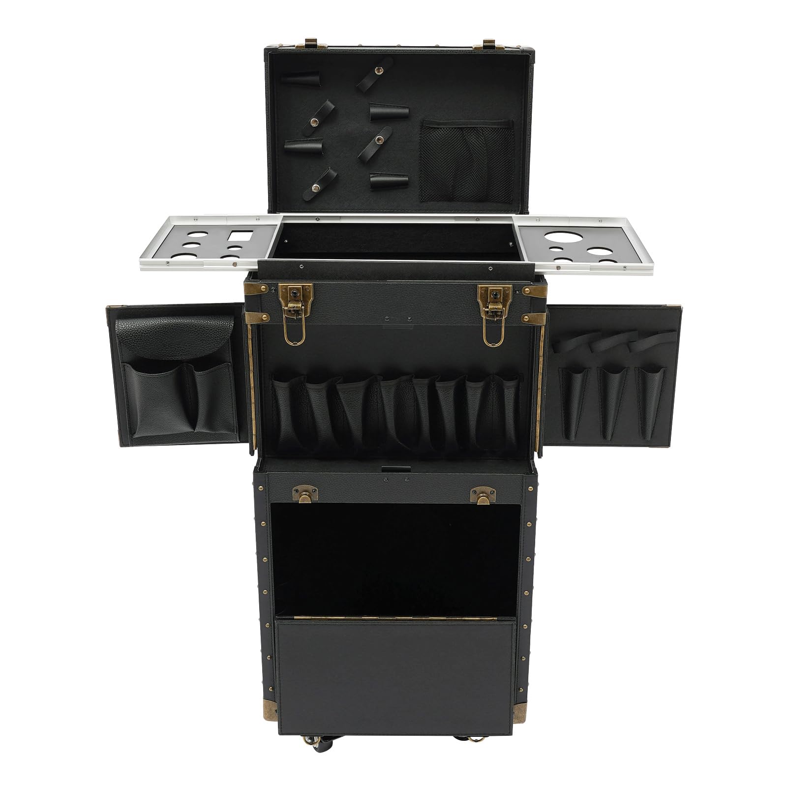 QIUTMER Hairdressing Case, Rolling Lockable Makeup Train Case, 15