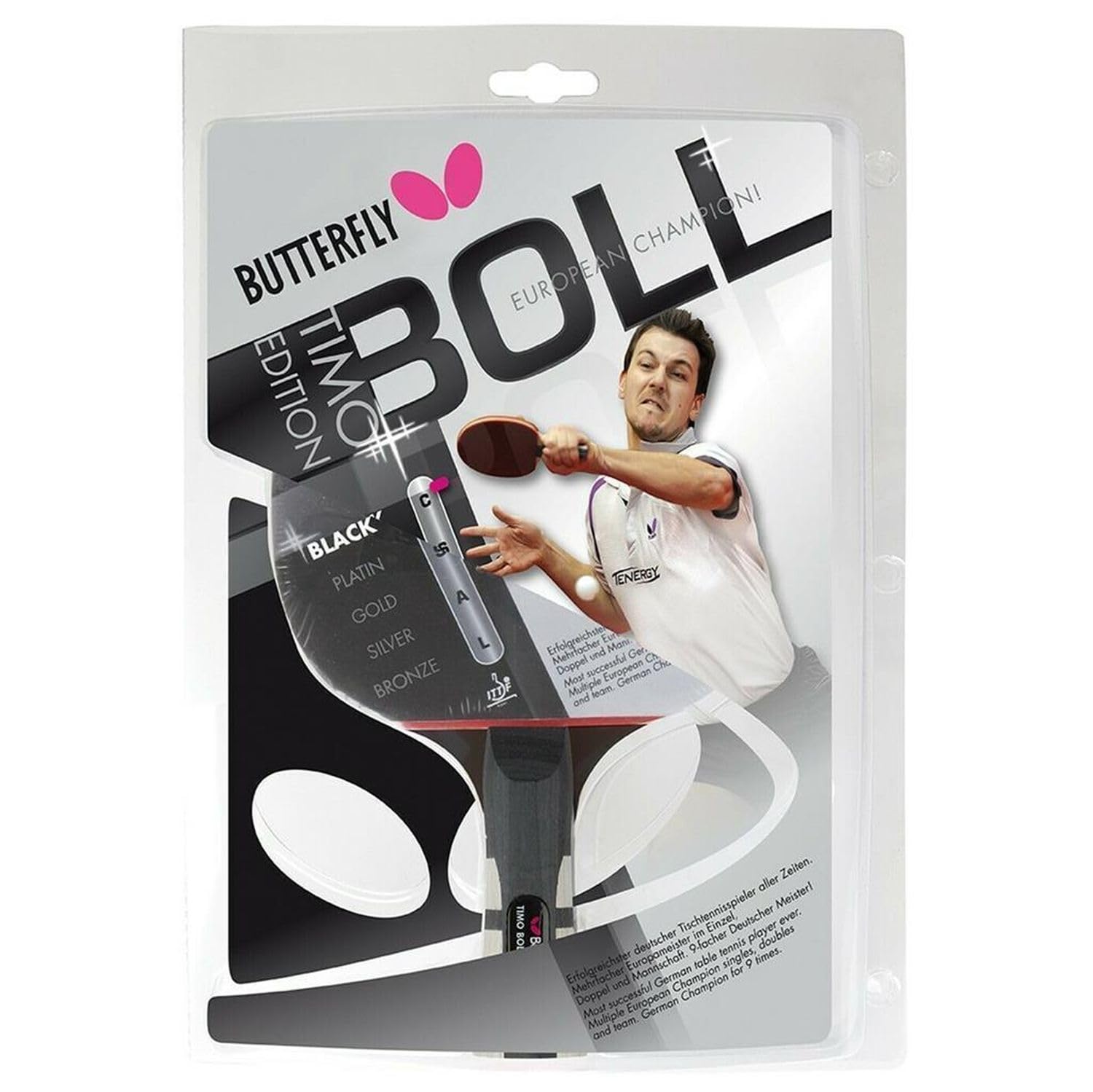Butterfly® Timo Boll Black 85030 Tischtennisschläger | Tischtennis Racket Bat Profi Wettkampfschläger für technisch fortgeschrittene Spieler | ITTF zertifizierter Wakaba Belag | anatomische Griffform