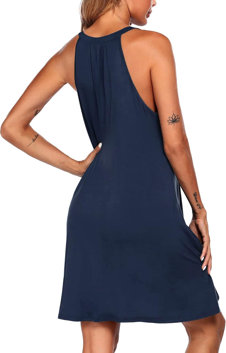 Ekouaer Womens Nightgown Sleeveless Sleepwear V Neck Racerback Sleep Dress - Image 4