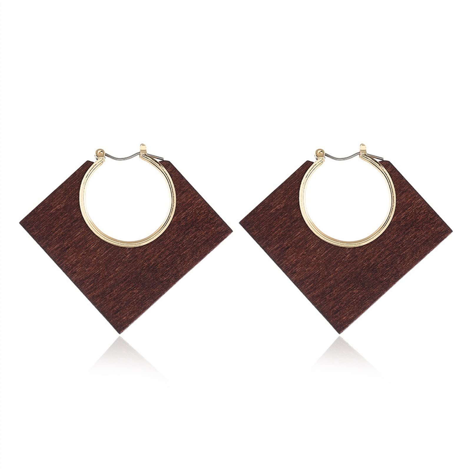 WXKAGF Orecchini Pendenti Quadrati di Gioielli di Moda Orecchini in Legno Orecchini di Legno africani Fatti a Mano di Moda per Gioielli da Donna Orecchini di Fascia Alta
