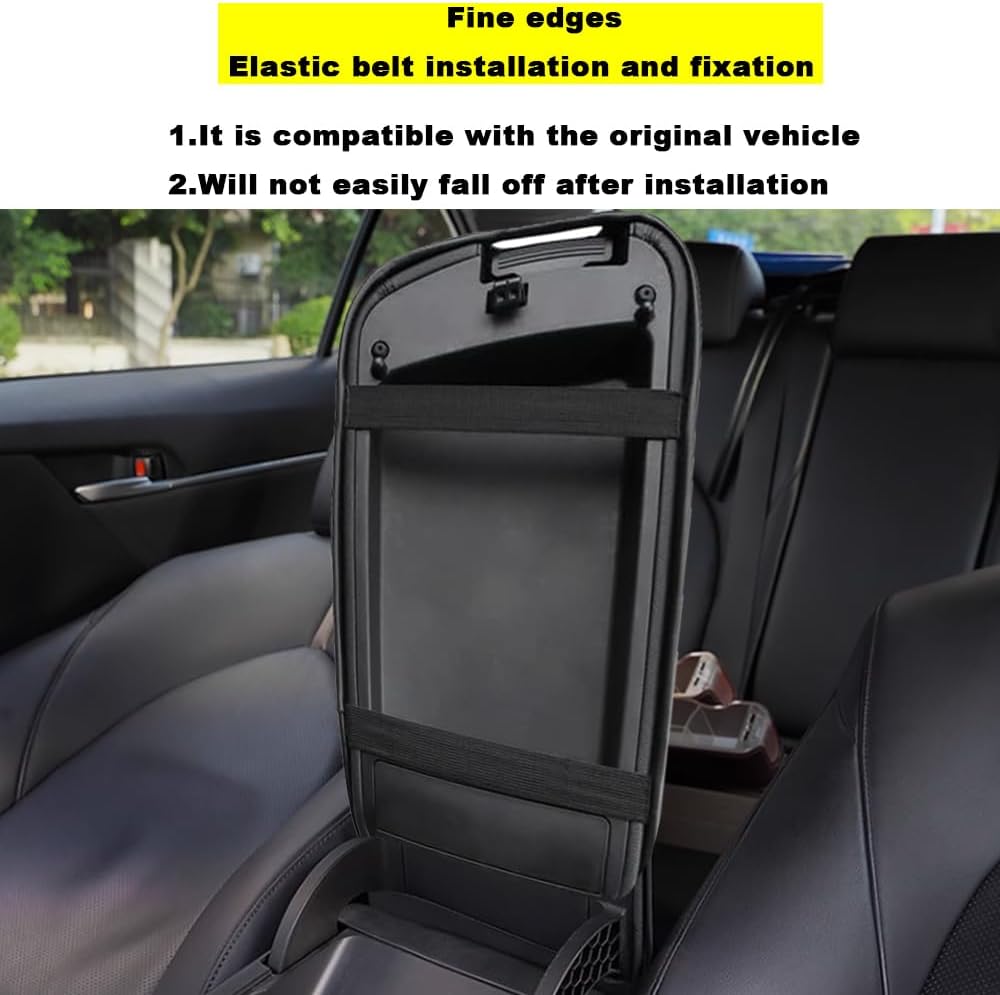 Blazeray for Kia Optima 2016-2020 Auto Center Console Armrest Box Cover Anti-Scratch Waterproof Leather Central Armrest Protector Pad Interior Decoration Accessories(Black with Black Stitches)