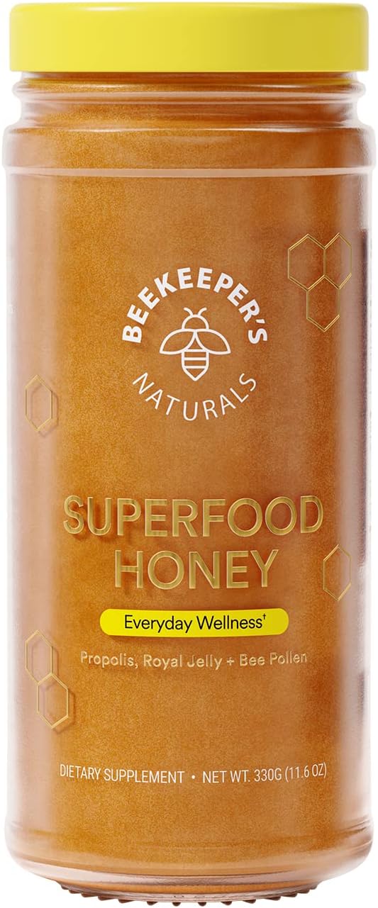 Superfood Honey by Beekeeper's Naturals Bee Pollen, Royal
