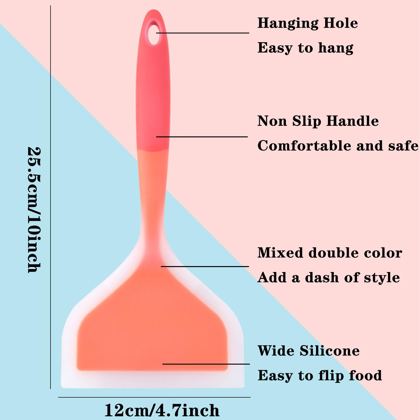 2Pcs Silicone Pancakes Wide Spatula Non-Stick Cooking Safe Flexible Turner Heat Resistant Kitchen Flipper Fried Shovel Cookware for Egg Fish Pizza Cookie Omelette, Dishwasher Safe BPA-Free - Image 2