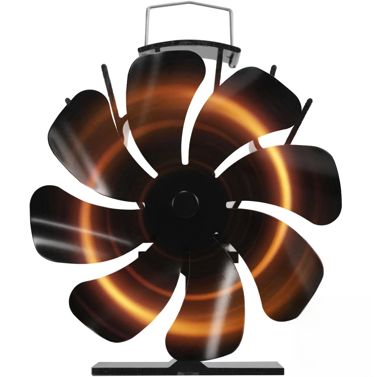 LUCKYDA 8 Blades Stove Fan with Thermometer Log Burner Fireplace Fan Wood Burner Heat Powered Fire Fans Heat Powered for Woodburning/Log Burners/Fireplace