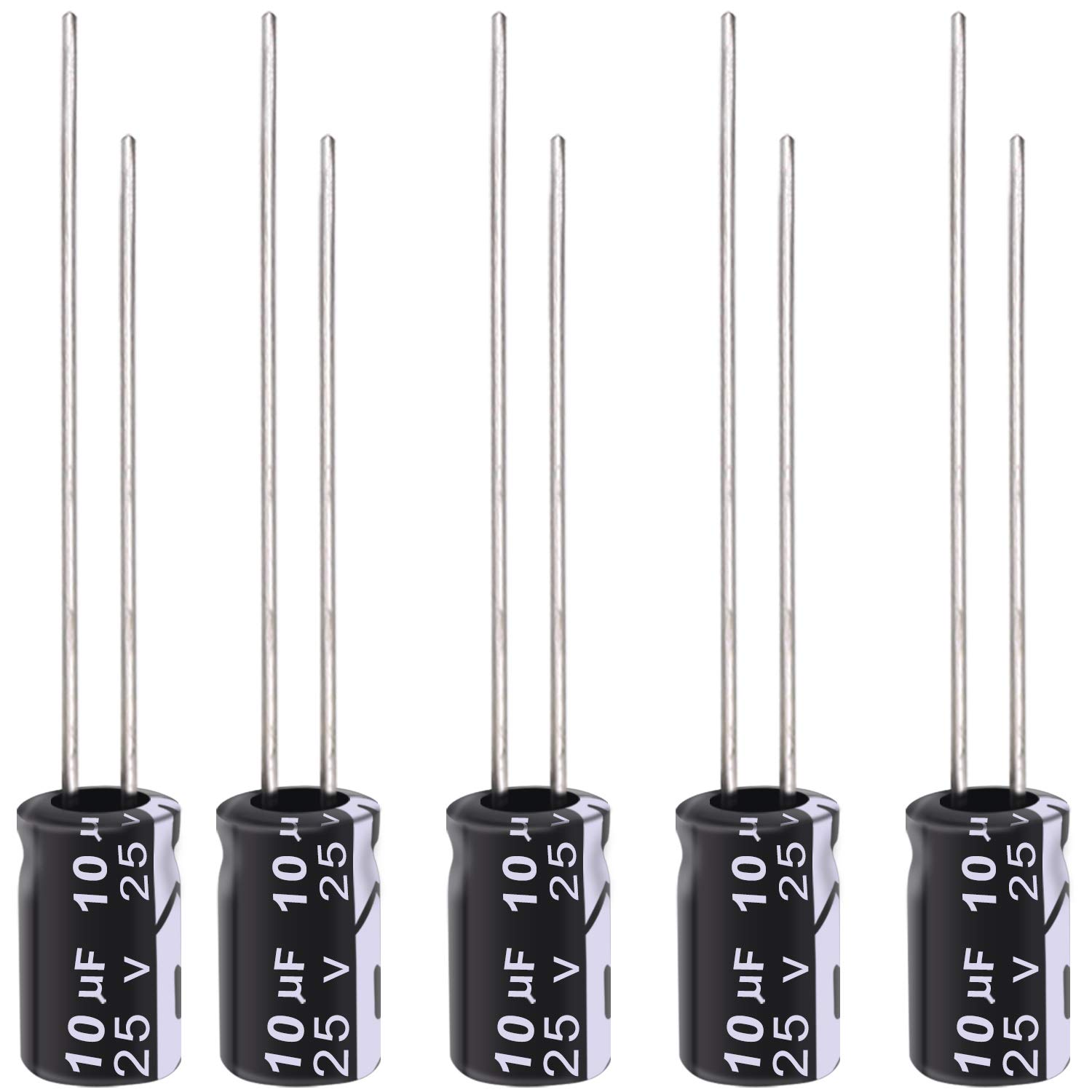 Tnisesm 20Pcs Electrolytic Capacitor 10uF 25V with Aluminum Radial Leads 10UF-25V-4X7
