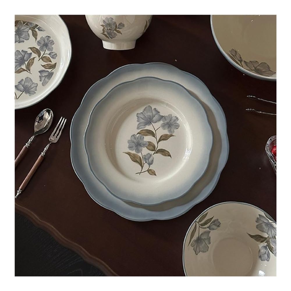 Ceramiczne talerze obiadowe, płytkie talerze obiadowe do domu, idealne na dim sum i warzywa, zestaw 4 sztuk, trwały i elegancki design do codziennego użytku