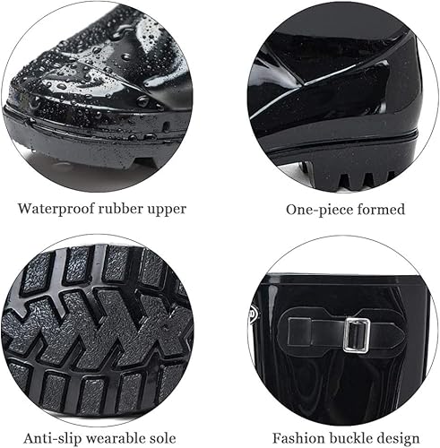 Vista 5 de DKSUKO Women's Tall Rain Boots Garden Boots Waterproof Wellington Rubber Boots