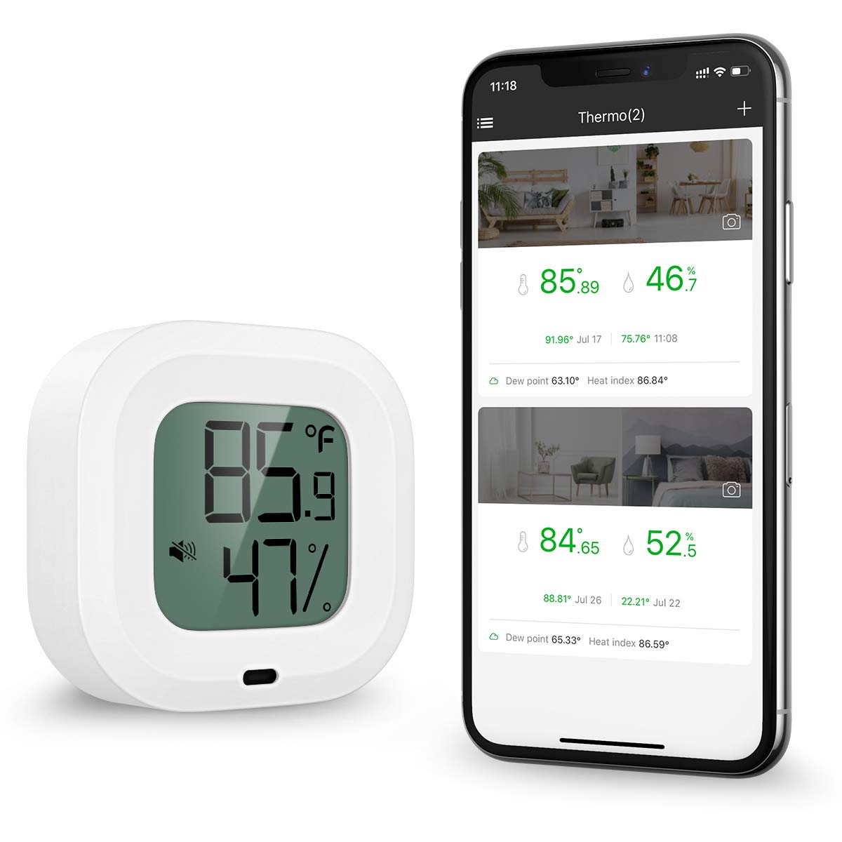 ORIA Mini Wireless Bluetooth Temperature and Humidity Sensor