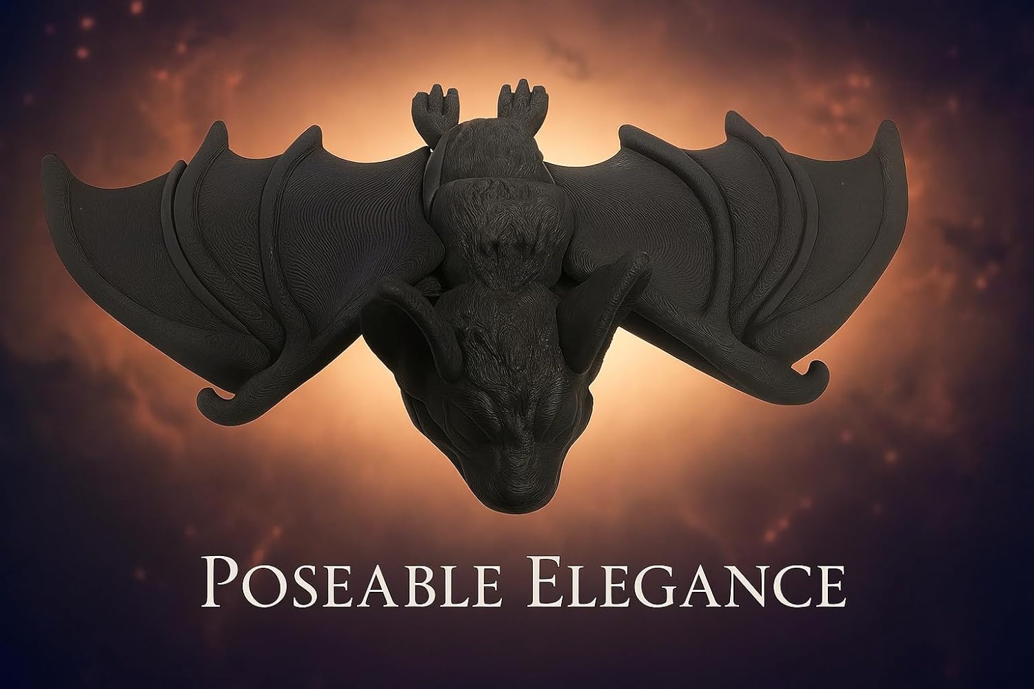 3D Printed bat, Fidget Toy, Sensory Toy, poseable, Halloween Decor, Gothic Art, Stress Relief