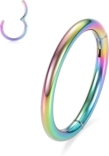 AROWRO - Aro de acero quirúrgico y circonita cúbica con bisagras, calibre 20G, 18G, 16G, 14G, 12G, 10G, 8G de 1564, 516, 2564 y 1532 pulgadas para