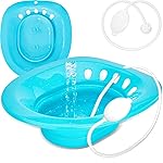 Pochik Sitz Bath for Toilet Seat Hemorrhoids and Postpartum Care, Yoni Steam Seat, Perineal Soaking, Collapsible, Flusher Hose, Drain Holes, Wider Seating Area - Navy