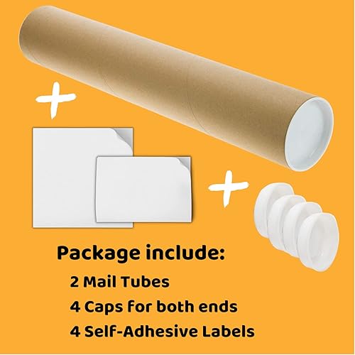 Miniatura 4 de SAVUK Tubos de correo con tapas de plástico póster de cartón póster de papel kraft de grosor extra resistente impresiones artísticas almacenamiento