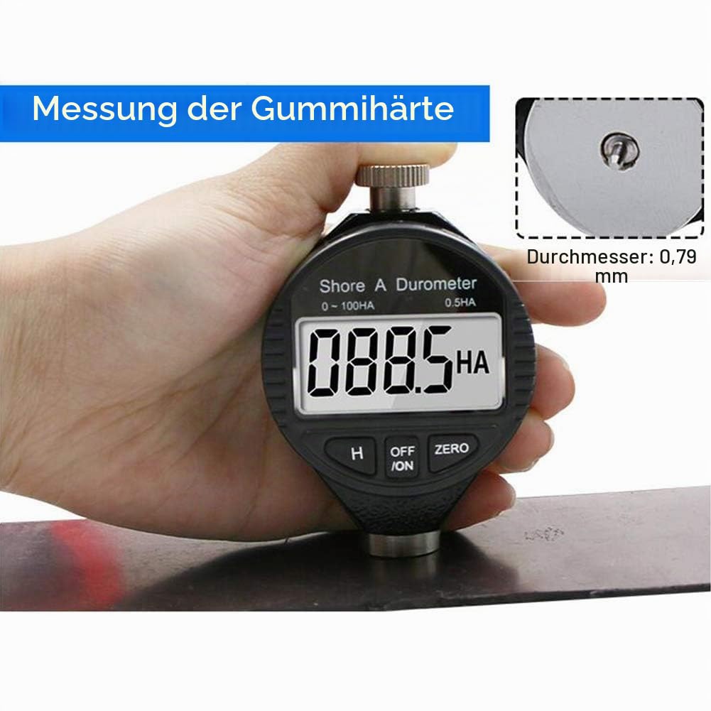 Shore Härte Messgerät, Tragbarer 0-100HA A Gummireifen Durometer, Härteprüfer mit Großem LCD-Anzeige Meter, Härteprüfgerät Digital, zum Messen der Härte von Gummi Silikagel Reifen Kunststoff