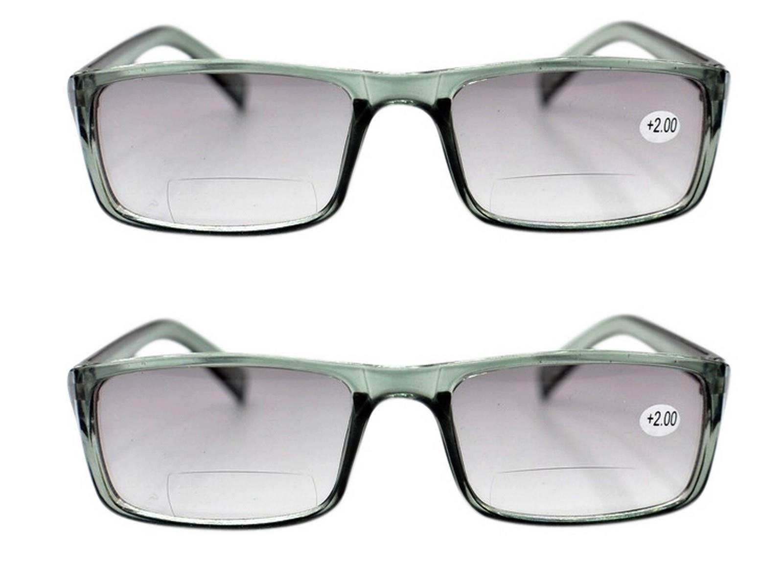 Fads & Fashions Unisex 2 Pairs Grey Tn68 Any 2 Pairs Mixnmatch Tinted Bifocal Multi Pupose Sunglasses & Sun Reading Glasses In Brown Black Or Grey With 9 Lens Strengths (, 2.0)