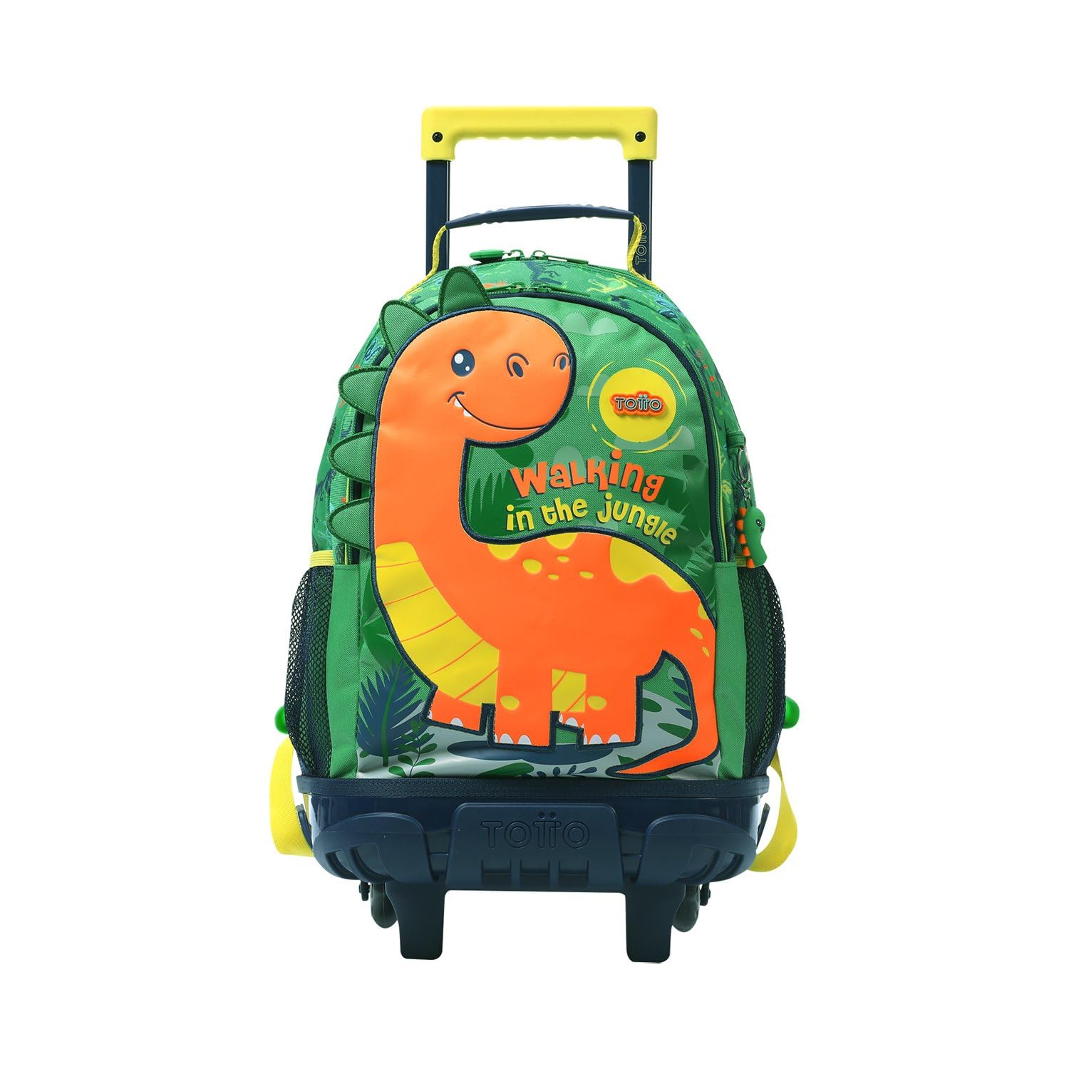 TOTTO - Mochila Escolar con Ruedas, Modelo Dinomax M, Mochila Mediana, Capacidad 14 L, 2 Compartimentos, 2 Bolsillos para Botella, Protección contra Impactos, Cómodas Correas Ajustables, Color Verde