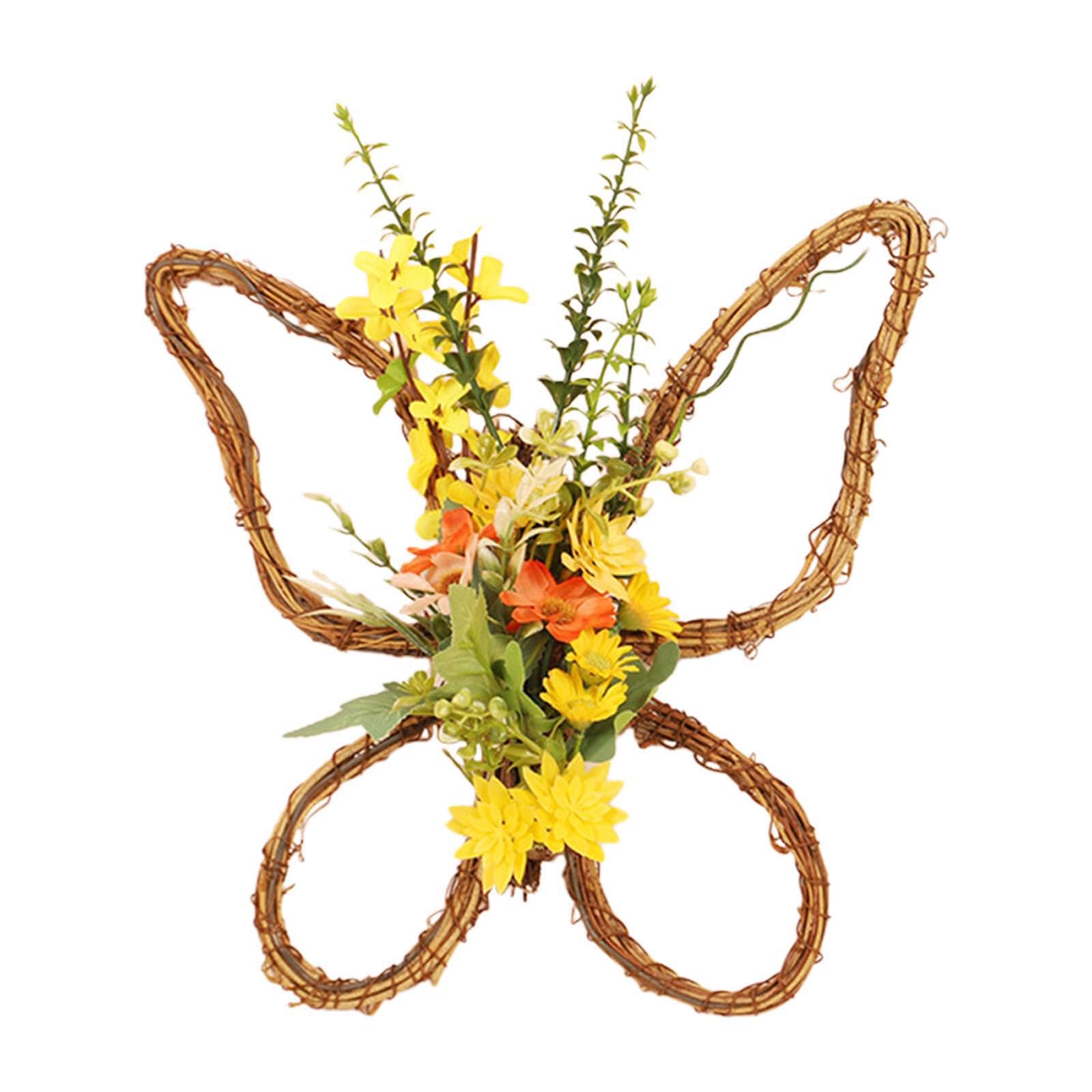 Kixzsaz Artificial Butterfly Wreath Decor Elegant Easter Day Décor For Home Office Butterfly Shaped Wreath Artificial Front Door Easters Day Garland Wall