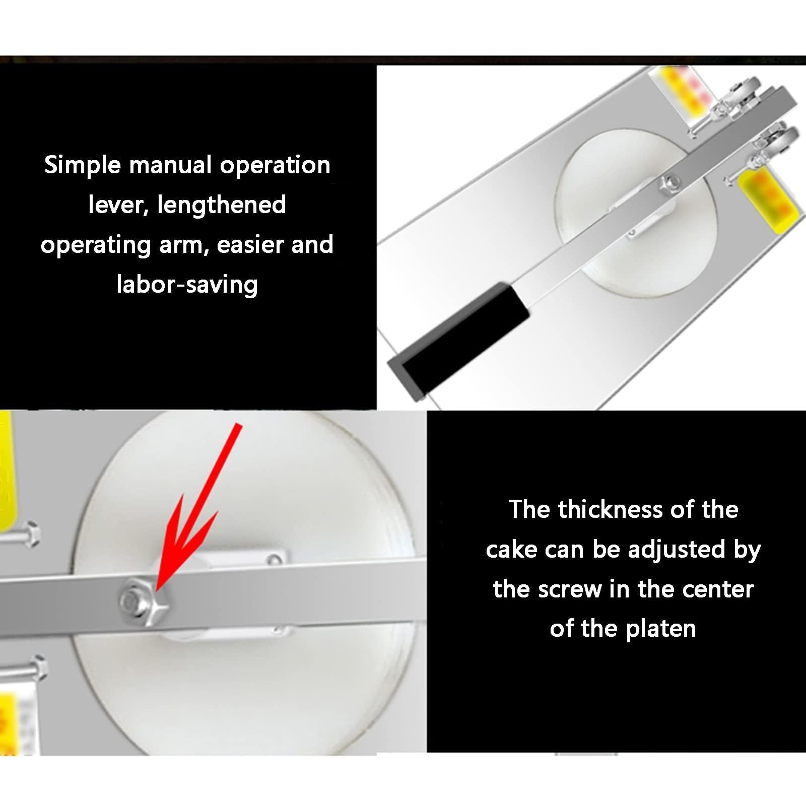 Máquina de prensa de masa de pizza, máquina manual de acero inoxidable para cocina doméstica y uso comercial, ideal para hornear pizza, pan y pasteles
