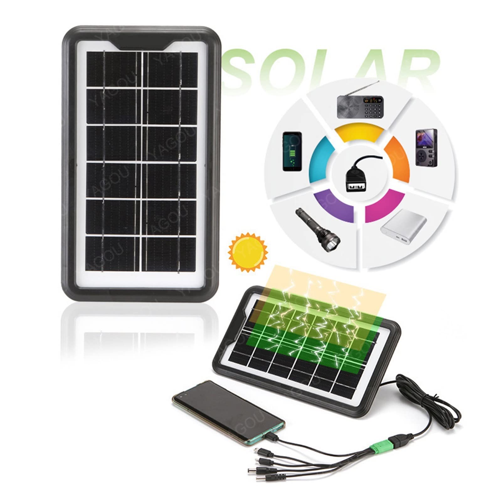 12 Volt/24 Volt Solarpanel-Kit Solar -Ladesystem Lantern Set Outdoor Wiederaufladbare Power Bank Solar Panel Kit Tragbar USB Ladegerät For Camp -Wandern Im Freien für Off-Grid-Anwendungen(Package E)