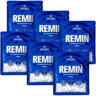 HALEO マグネシウム 入浴剤 REMIN(リミン) バスソルト マグネシウムフレーク 塩化マグネシウム 無添加 30g x 6パック入 個包装 国産 マグネシウム高含有 浴用化粧品