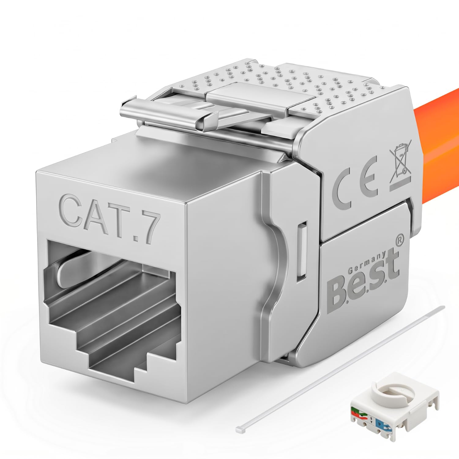 12x CAT 7 Keystone Netzwerkmodul RJ45 – High-Speed Keystone Buchse, werkzeugfreie Montage, 10 Gbit/s, STP geschirmt, vergoldete Kontakte, kompatibel mit AWG 22–26 & Patchpanel/Netzwerkdosen