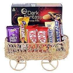 Astonished Retail Assorted Chocolate with Handcrafted Metal Basket|Chocolate Gift Hamper for Diwali,Birthday,Holi,Rakhi,New Year,Christmas,Anniversary|,425 Gram