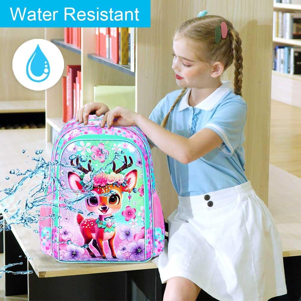 UFNDC 3PCS Girls Backpack, 16" Kids Bookbag with Lunch Box, Water Resistant School Bag for Elementary Preschool Toddler - Image 7