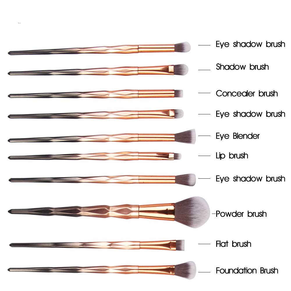 KOLIGHT 20 Pcs Pro Makeup Set Powder Foundation Eyeshadow Eyeliner Lip Cosmetic Brushes (Gold-brown)